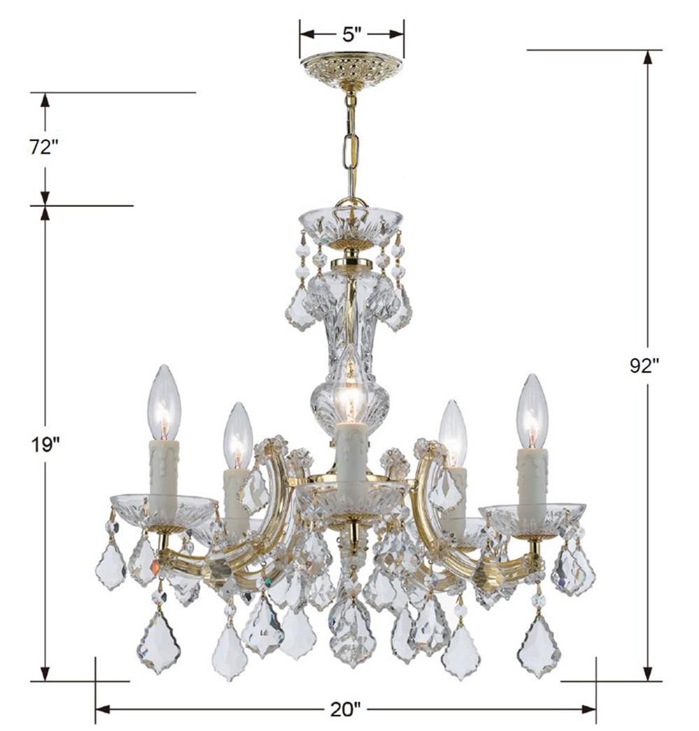Crystorama Maria Theresa 5 Light Spectra Crystal Gold Chandelier