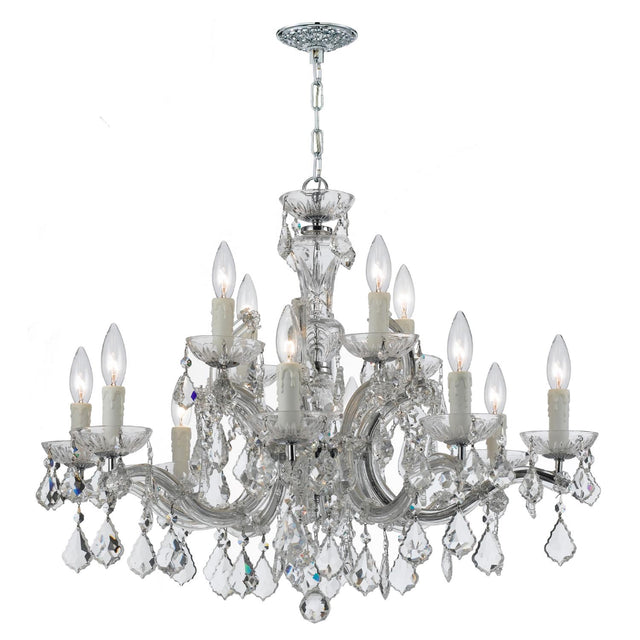 Crystorama Maria Theresa 12 Light Hand Cut Crystal Polished Chrome Chandelier