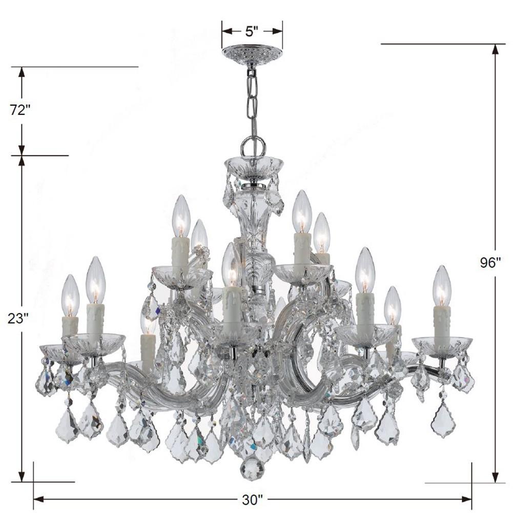 Crystorama Maria Theresa 12 Light Hand Cut Crystal Polished Chrome Chandelier
