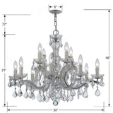 Crystorama Maria Theresa 12 Light Hand Cut Crystal Polished Chrome Chandelier