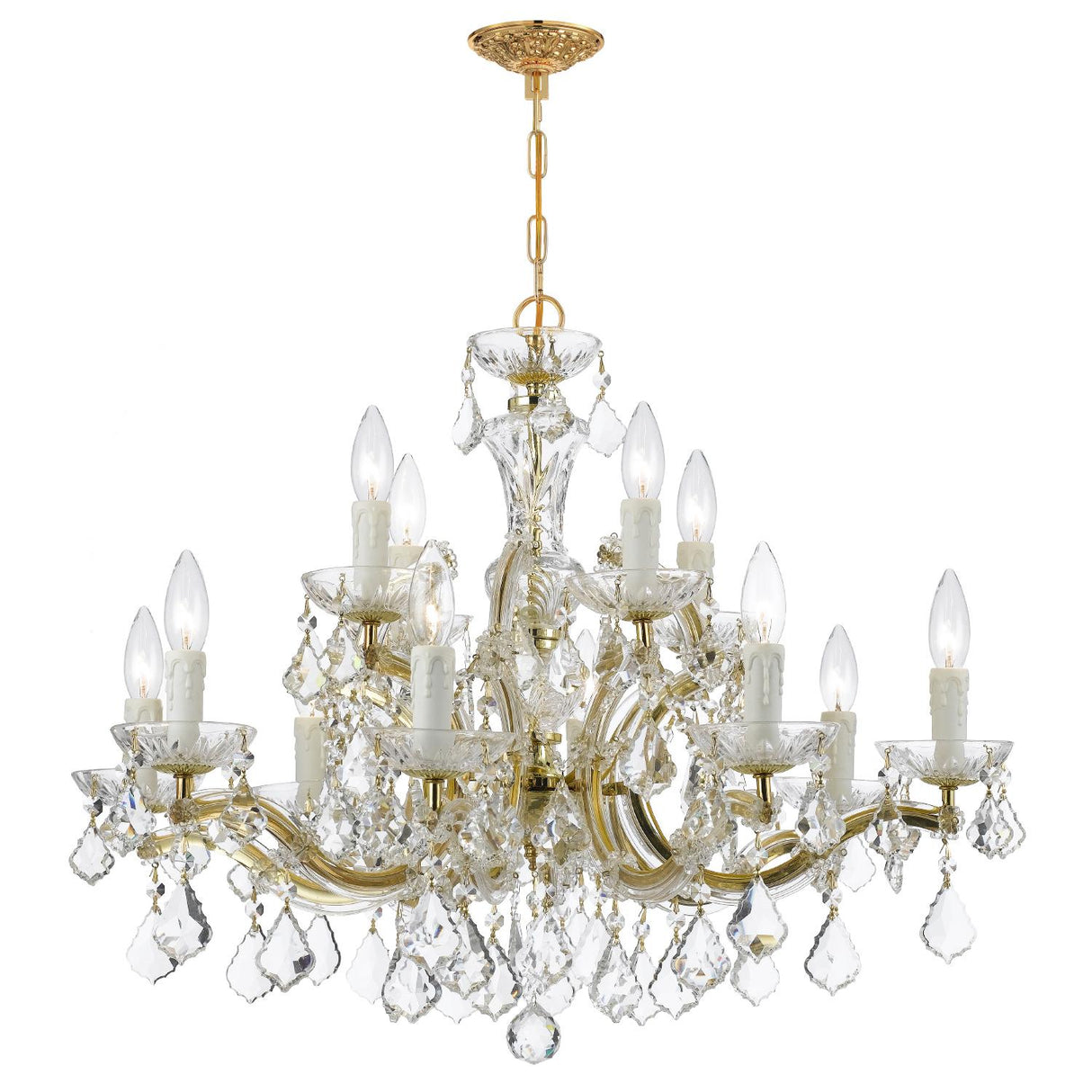 Crystorama Maria Theresa 12 Light Hand Cut Crystal Gold Chandelier