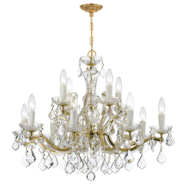 Crystorama Maria Theresa 12 Light Hand Cut Crystal Gold Chandelier