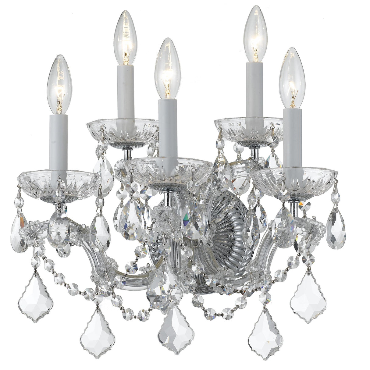 Crystorama Maria Theresa 5 Light Hand Cut Crystal Polished Chrome Sconce