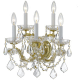 Crystorama Maria Theresa 5 Light Hand Cut Crystal Gold Sconce