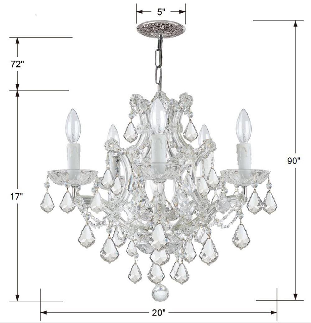 Crystorama Maria Theresa 6 Light Hand Cut Crystal Polished Chrome Chandelier