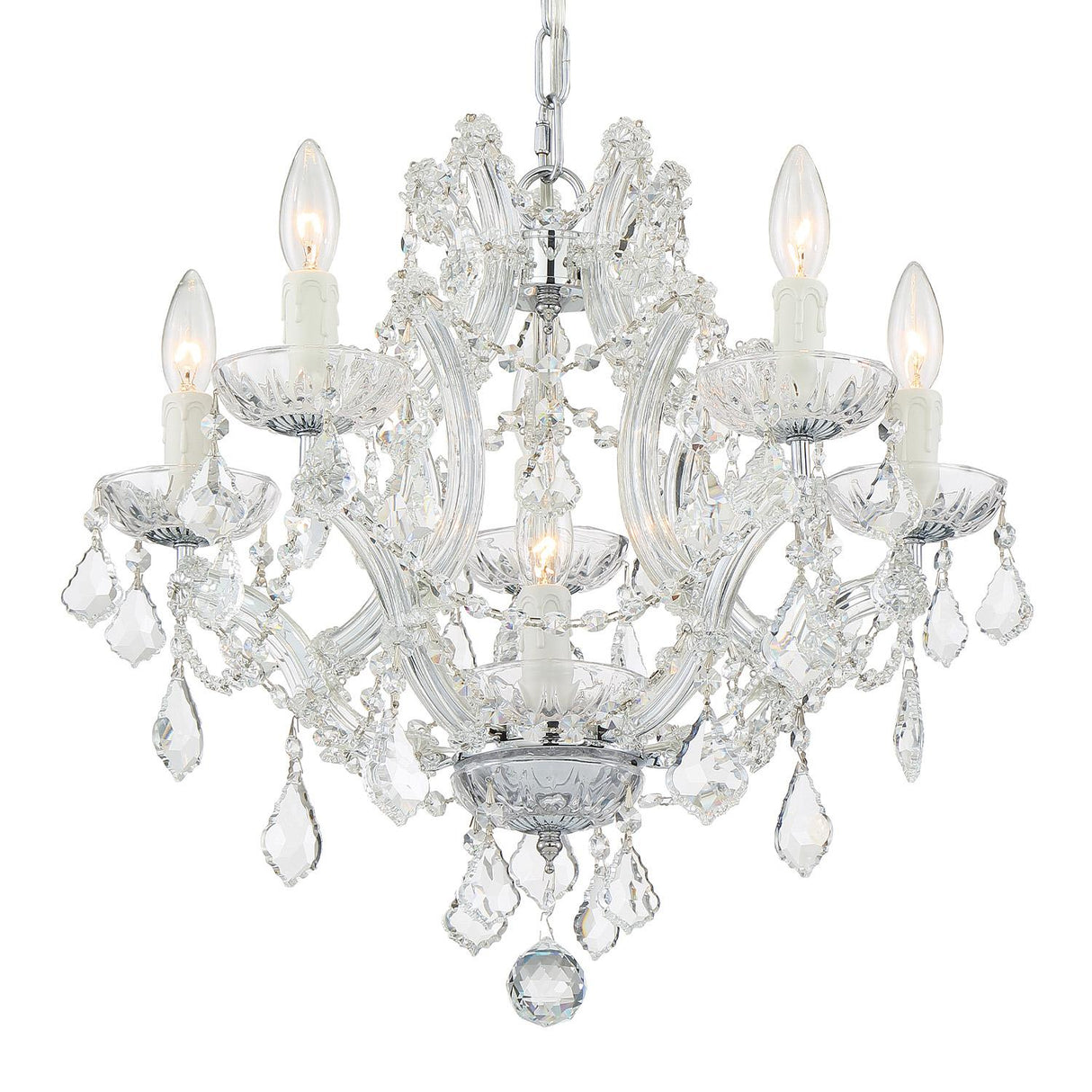 Crystorama Maria Theresa 6 Light Hand Cut Crystal Polished Chrome Chandelier
