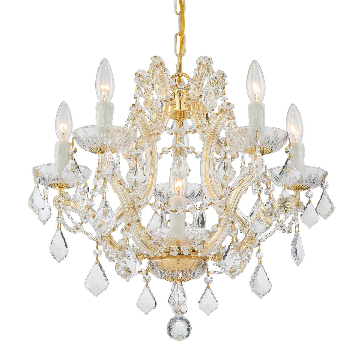 Crystorama Maria Theresa 6 Light Hand Cut Crystal Gold Chandelier