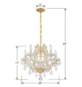Crystorama Maria Theresa 6 Light Swarovski Strass Crystal Gold Chandelier