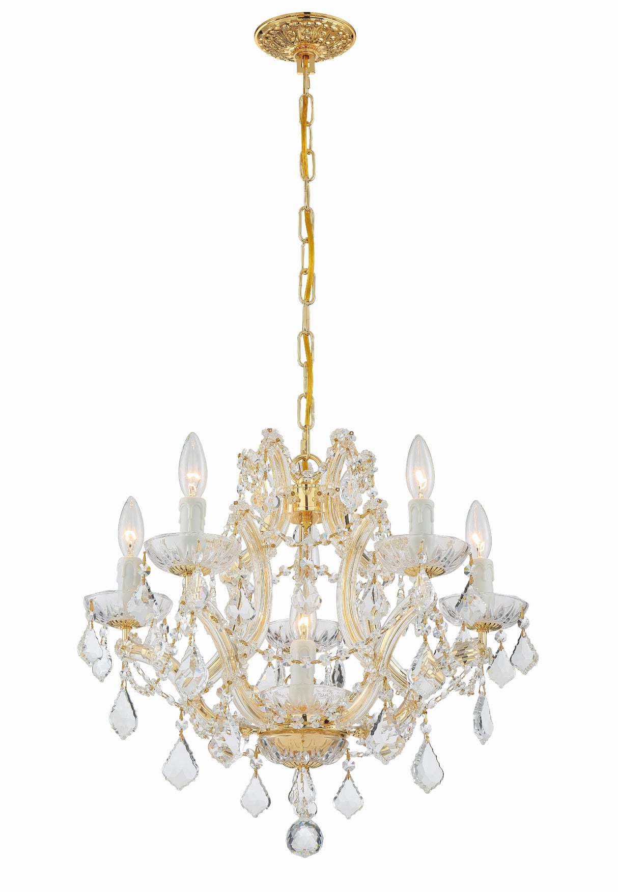 Crystorama Maria Theresa 6 Light Spectra Crystal Gold Chandelier