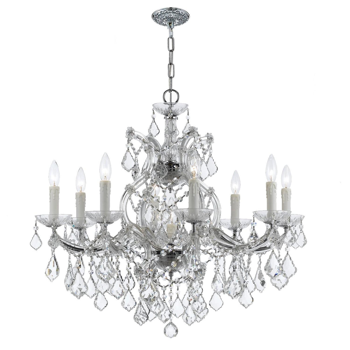 Crystorama Maria Theresa 9 Light Hand Cut Crystal Polished Chrome Chandelier