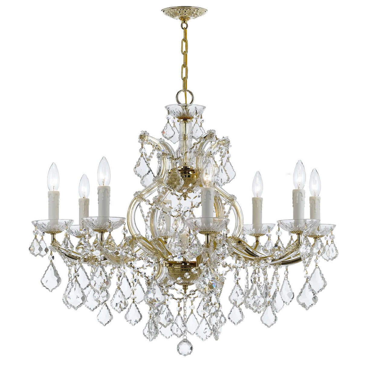 Crystorama Maria Theresa 9 Light Hand Cut Crystal Gold Chandelier