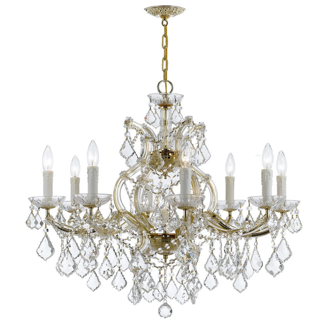 Crystorama Maria Theresa 9 Light Hand Cut Crystal Gold Chandelier