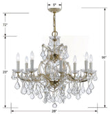 Crystorama Maria Theresa 9 Light Hand Cut Crystal Gold Chandelier