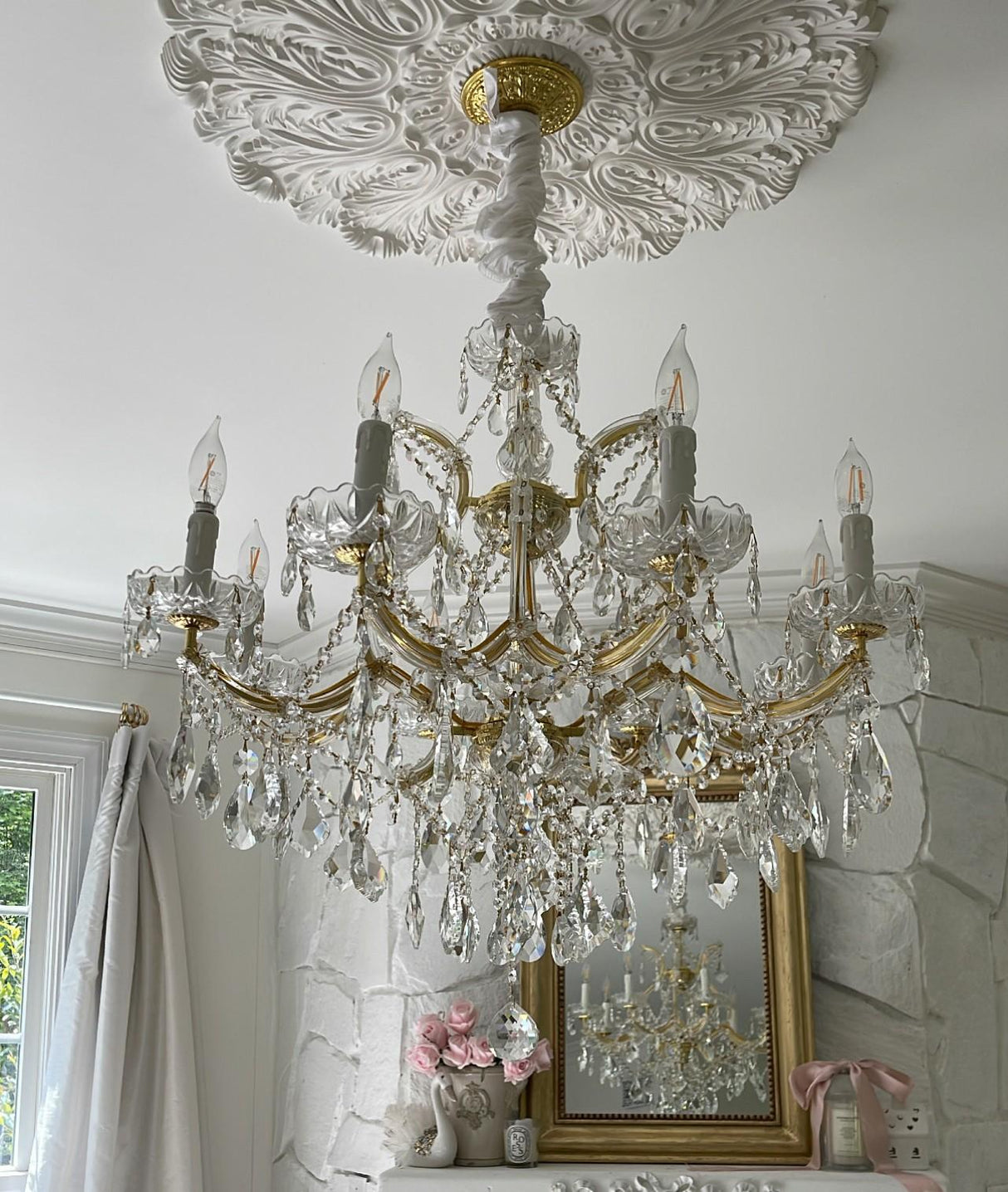 Crystorama Maria Theresa 9 Light Hand Cut Crystal Gold Chandelier