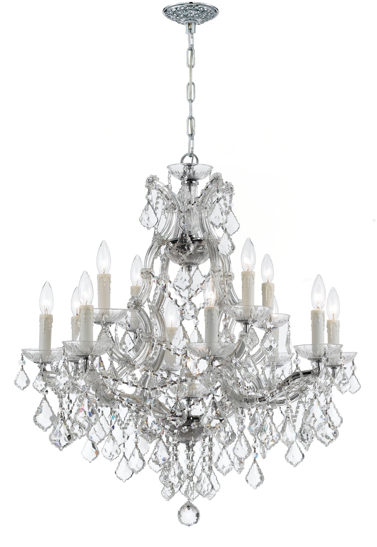 Crystorama Maria Theresa 13 Light Clear Italian Crystal Polished Chrome Chandelier
