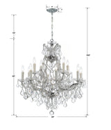 Crystorama Maria Theresa 13 Light Clear Italian Crystal Polished Chrome Chandelier