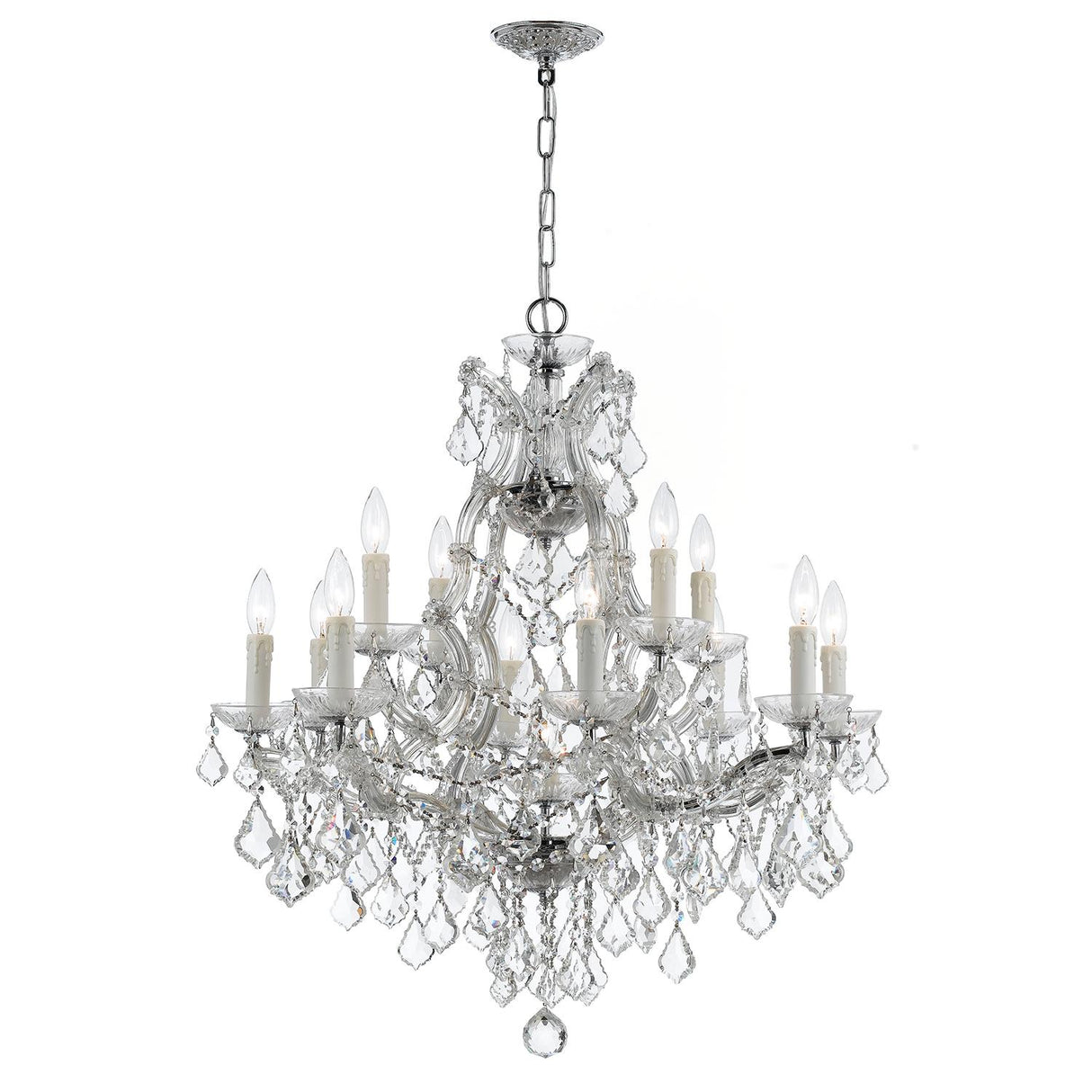 Crystorama Maria Theresa 13 Light Hand Cut Crystal Polished Chrome Chandelier