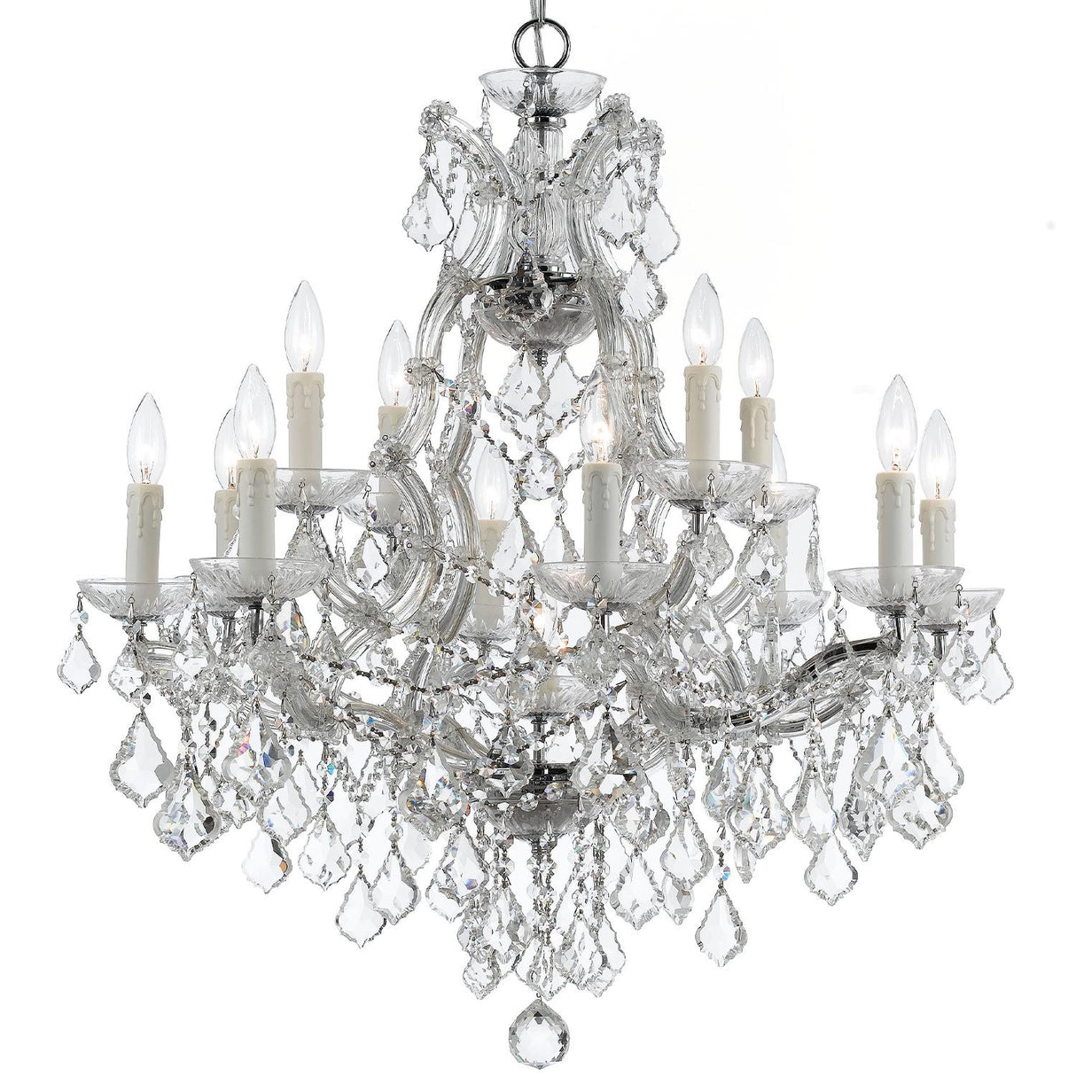 Crystorama Maria Theresa 13 Light Hand Cut Crystal Polished Chrome Chandelier