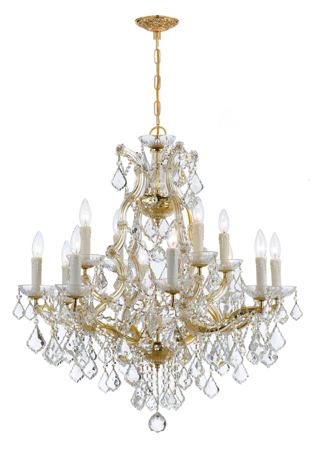Crystorama Maria Theresa 13 Light Spectra Crystal Gold Chandelier