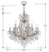 Crystorama Maria Theresa 13 Light Spectra Crystal Gold Chandelier