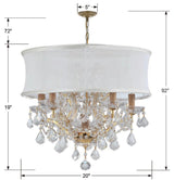 Crystorama Brentwood 6 Light Crystal Gold Drum Shade Chandelier