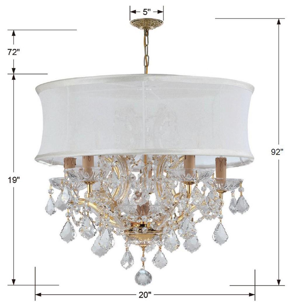 Crystorama Brentwood 6 Light Spectra Crystal Gold Drum Shade Chandelier