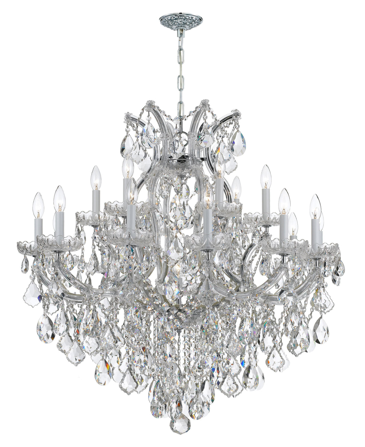 Crystorama Maria Theresa 19 Light Clear Italian Crystal Polished Chrome Chandelier