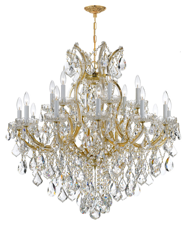 Crystorama Maria Theresa 19 Light Clear Italian Crystal Gold Chandelier