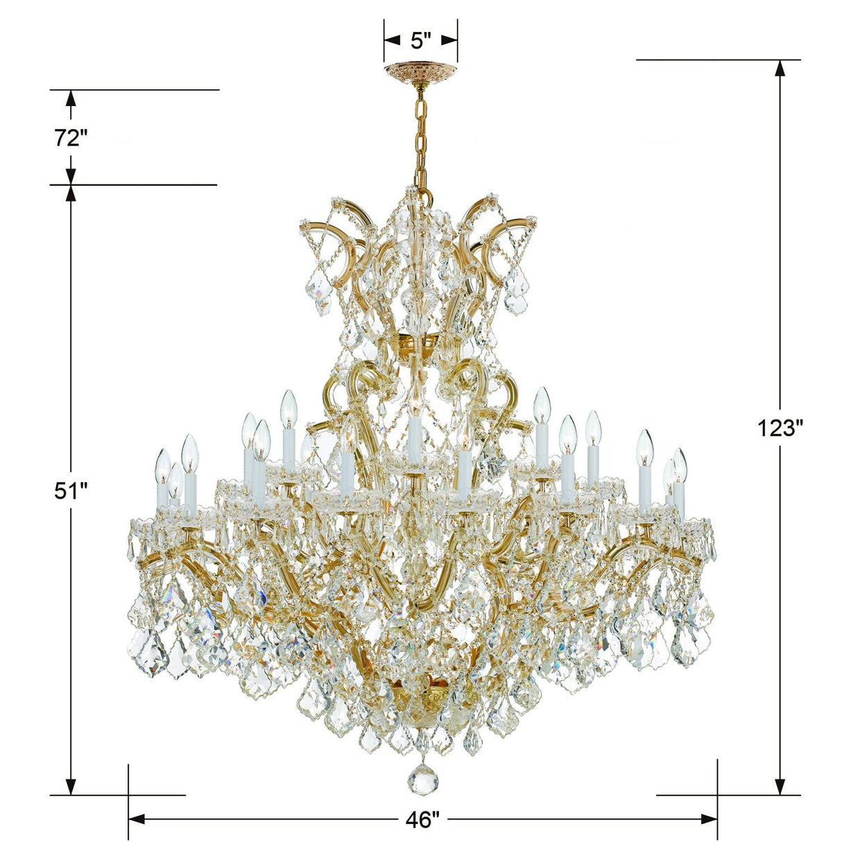 Crystorama Maria Theresa 25 Light Hand Cut Crystal Gold Chandelier