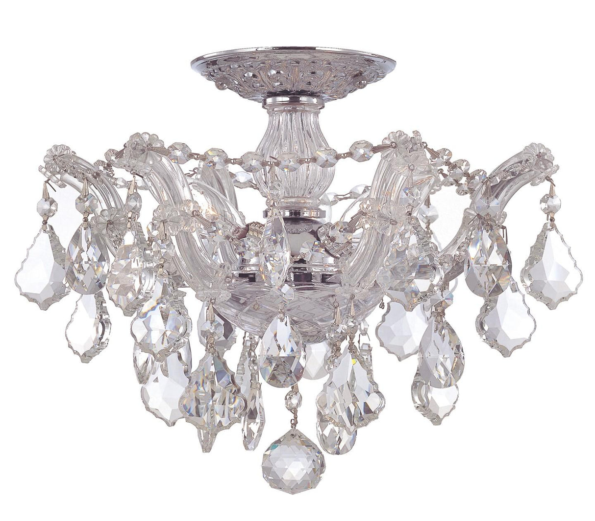 Crystorama Maria Theresa 3 Light Hand Cut Crystal Polished Chrome Semi Flush Mount