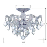 Crystorama Maria Theresa 3 Light Hand Cut Crystal Polished Chrome Semi Flush Mount