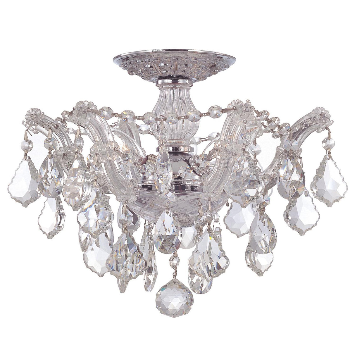 Crystorama Maria Theresa 3 Light Hand Cut Crystal Polished Chrome Semi Flush Mount
