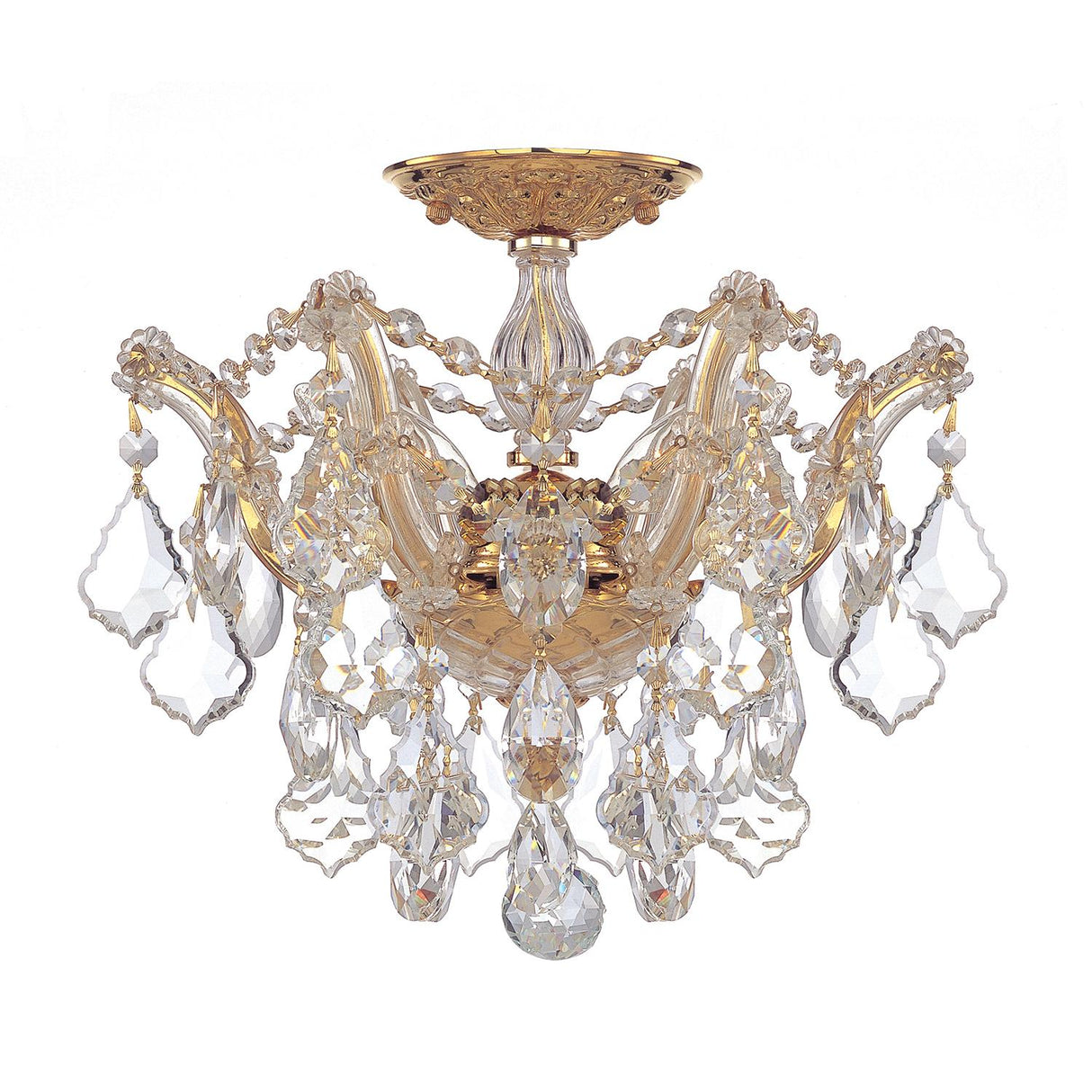 Crystorama Maria Theresa 3 Light Hand Cut Crystal Gold Semi Flush Mount