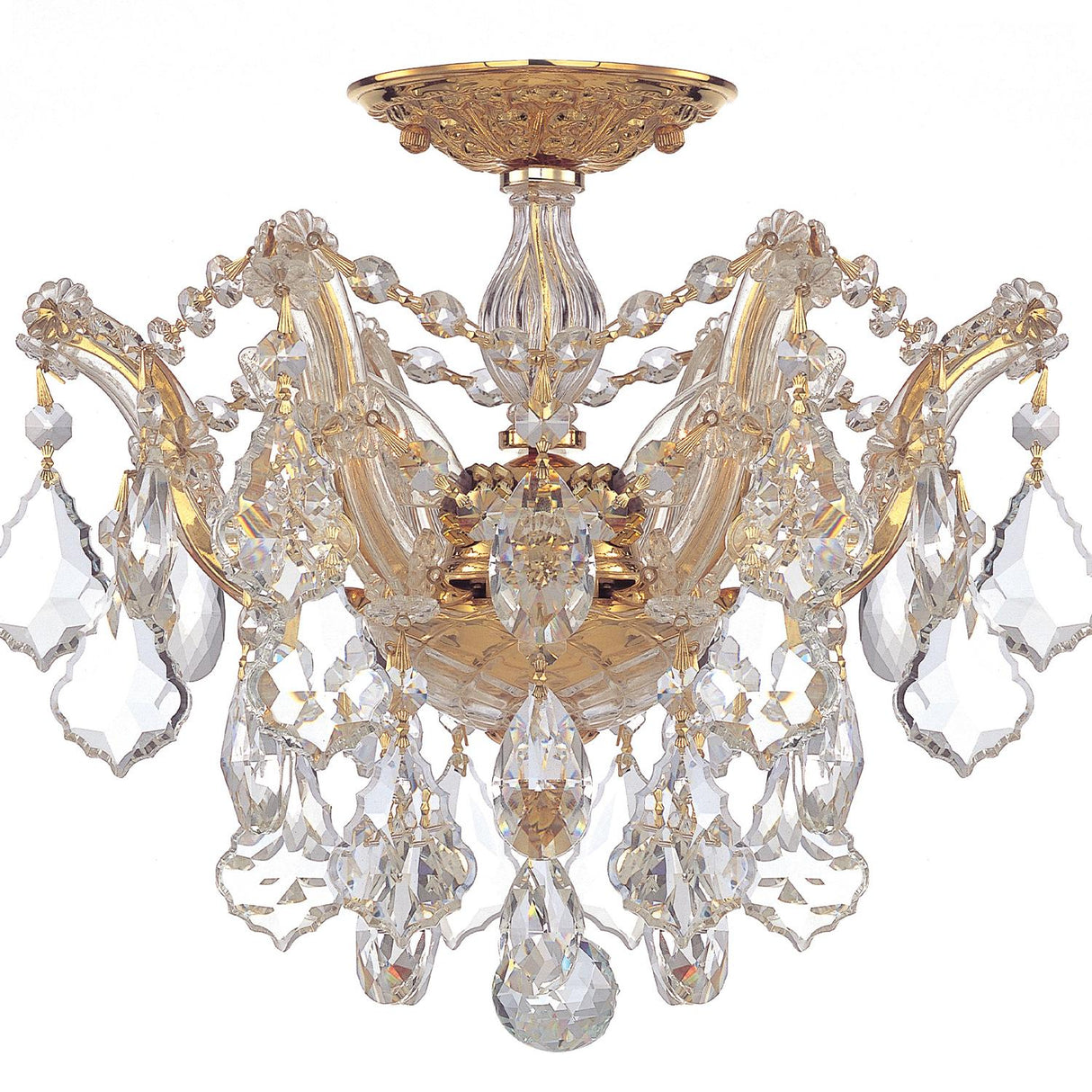 Crystorama Maria Theresa 3 Light Hand Cut Crystal Gold Semi Flush Mount