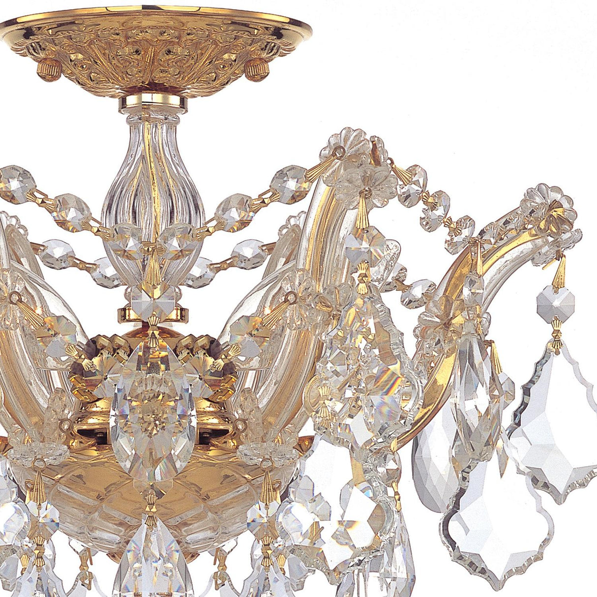 Crystorama Maria Theresa 3 Light Hand Cut Crystal Gold Semi Flush Mount