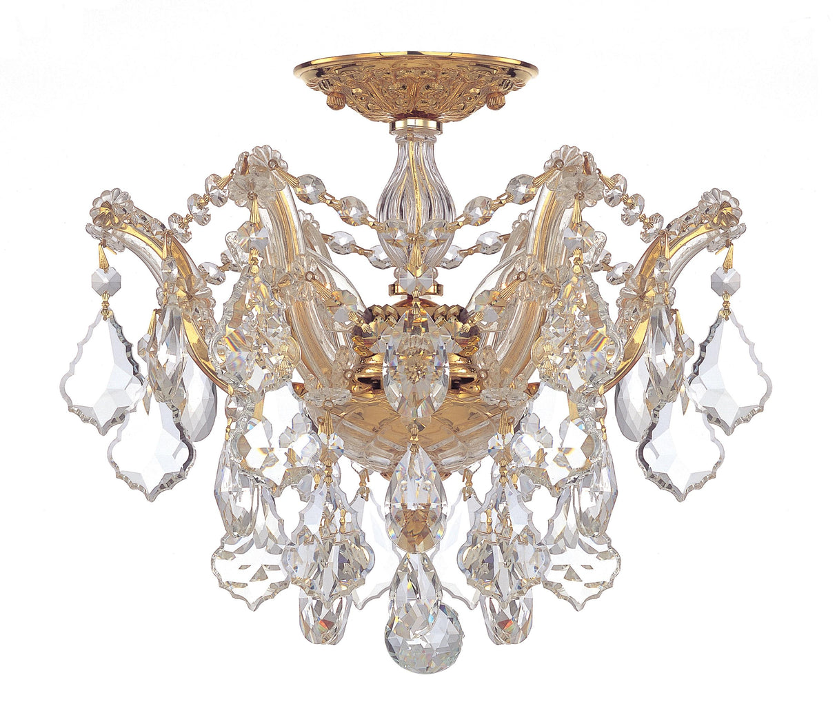 Crystorama Maria Theresa 3 Light Swarovski Strass Crystal Gold Semi Flush Mount