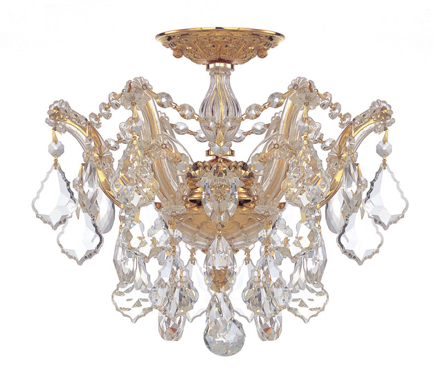 Crystorama Maria Theresa 3 Light Swarovski Strass Crystal Gold Semi Flush Mount