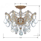 Crystorama Maria Theresa 3 Light Swarovski Strass Crystal Gold Semi Flush Mount