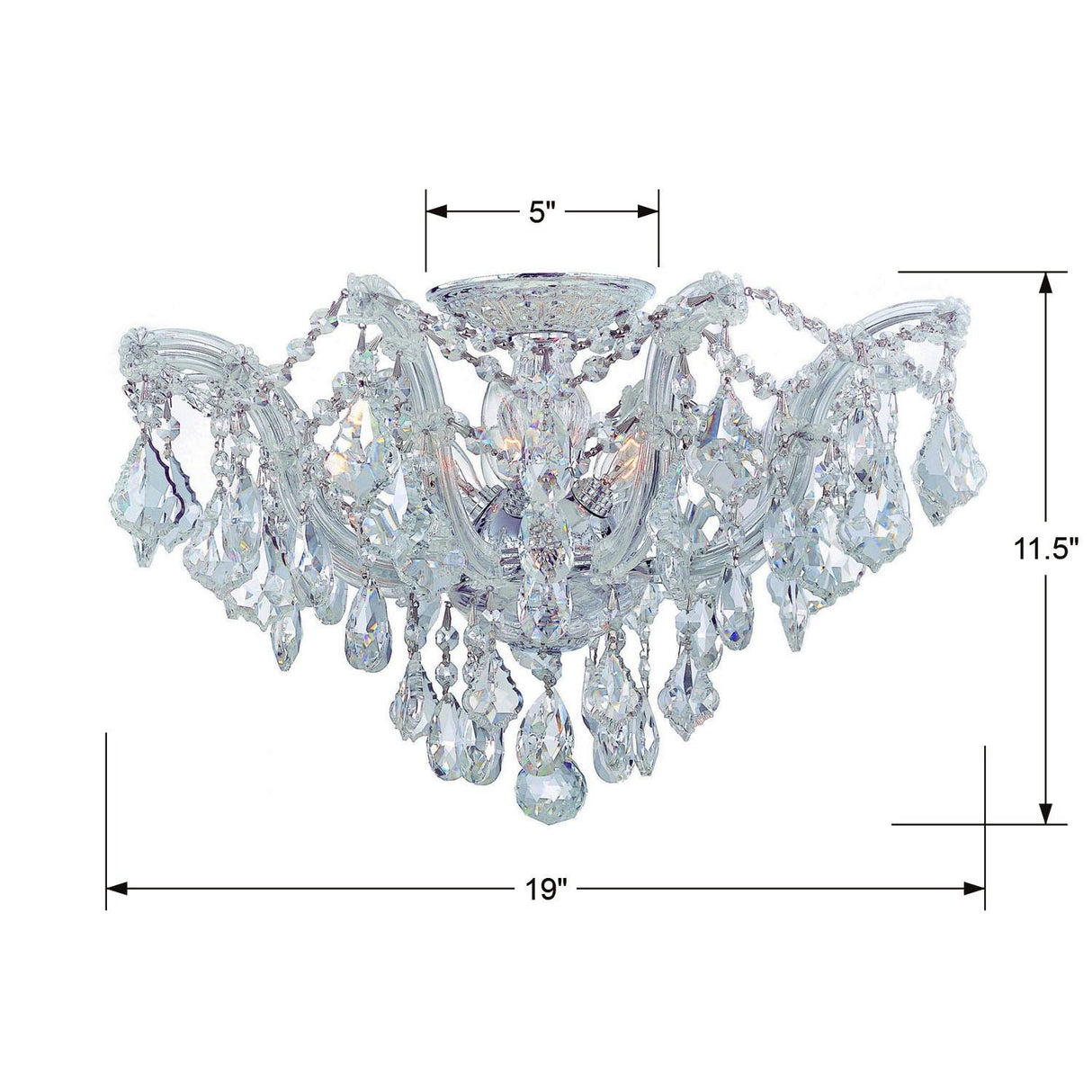 Crystorama Maria Theresa 5 Light Swarovski Strass Crystal Polished Chrome Semi Flush Mount