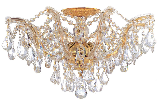 Crystorama Maria Theresa 5 Light Hand Cut Crystal Gold Semi Flush Mount