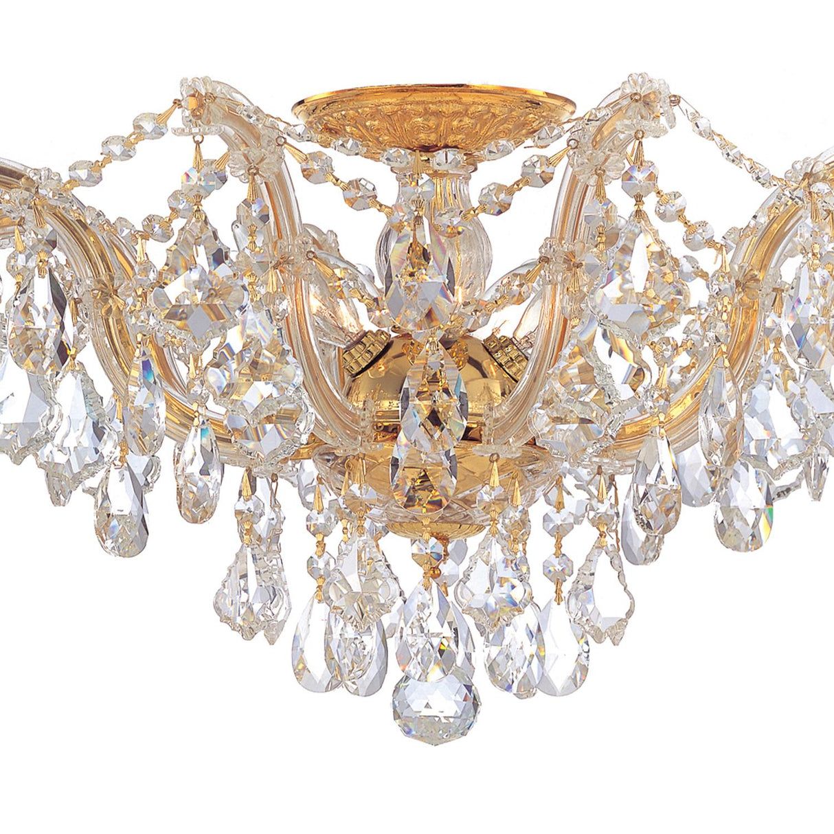 Crystorama Maria Theresa 5 Light Hand Cut Crystal Gold Semi Flush Mount