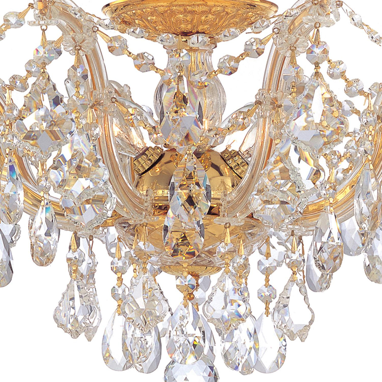 Crystorama Maria Theresa 5 Light Hand Cut Crystal Gold Semi Flush Mount