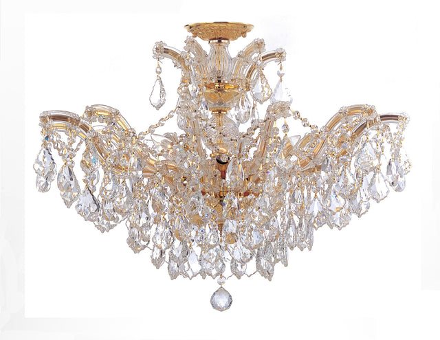 Crystorama Maria Theresa 6 Light Hand Cut Crystal Gold Semi Flush Mount