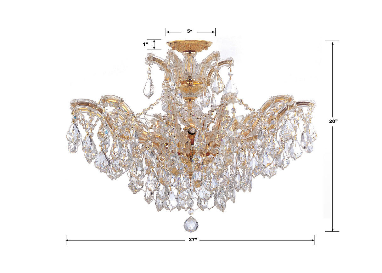Crystorama Maria Theresa 6 Light Hand Cut Crystal Gold Semi Flush Mount