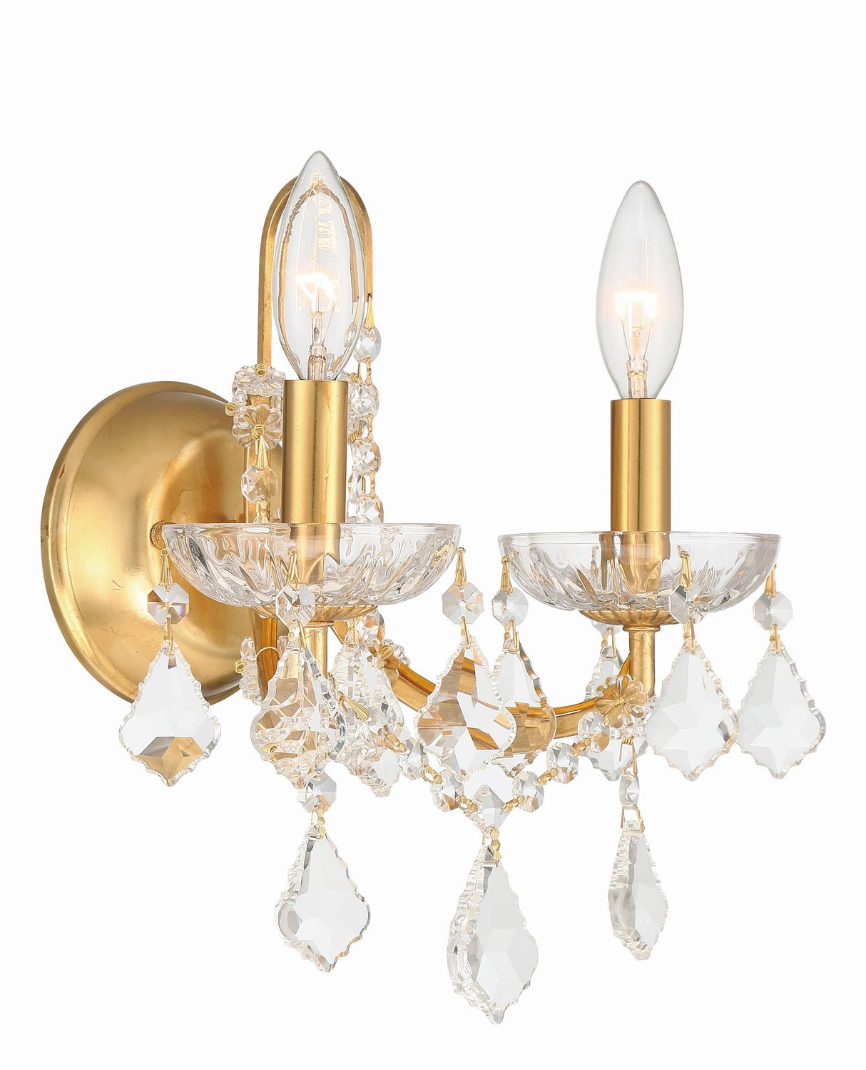 Crystorama Filmore 2 Light Hand Cut Crystal Antique Gold Sconce