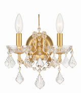 Crystorama Filmore 2 Light Swarovski Strass Crystal Antique Gold Sconce