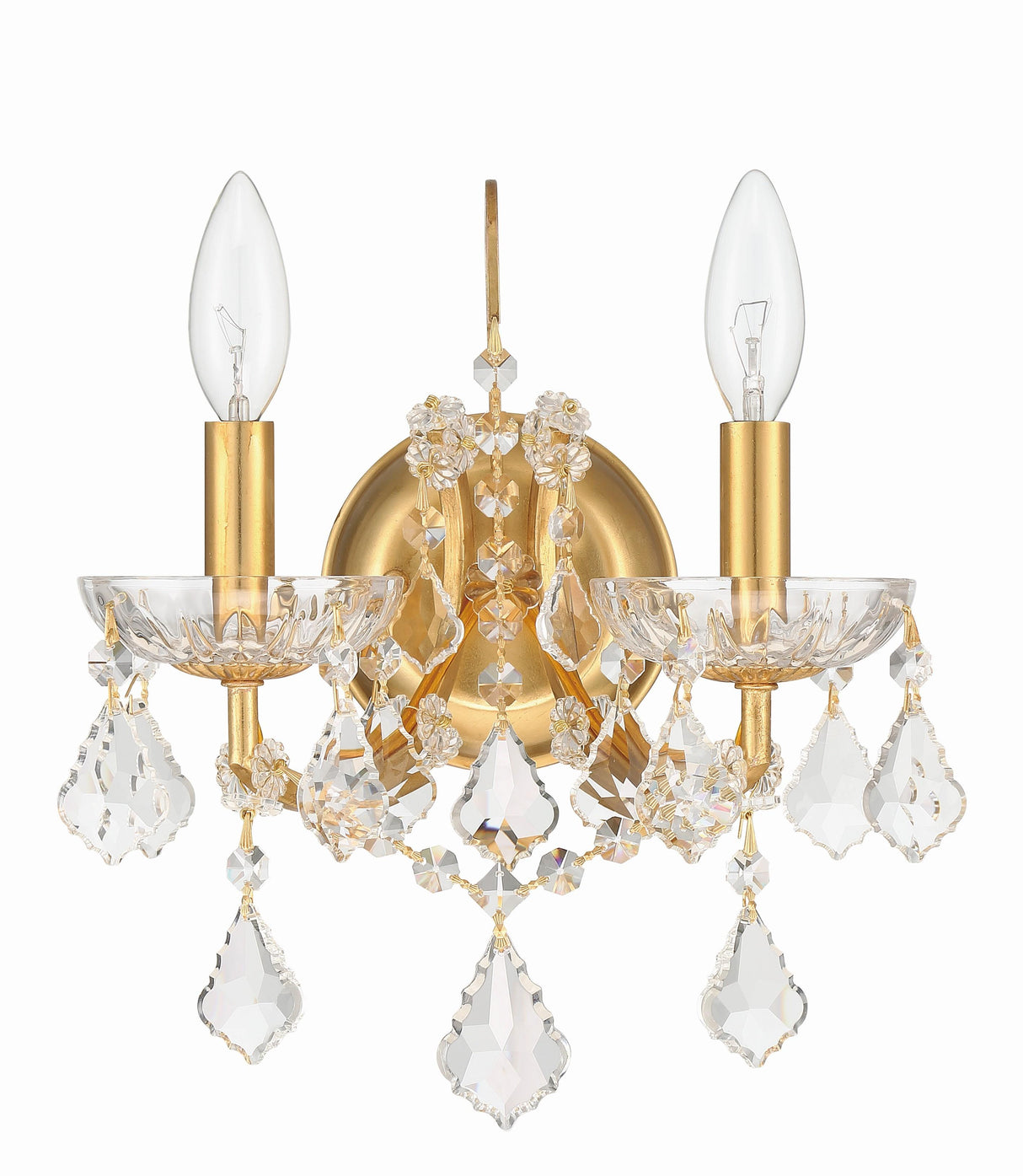 Crystorama Filmore 2 Light Swarovski Strass Crystal Antique Gold Sconce