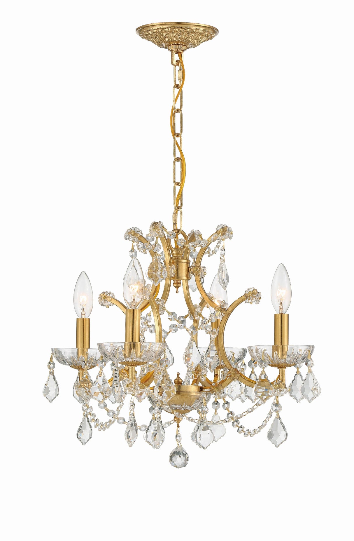 Crystorama Filmore 4 Light Spectra Crystal Antique Gold Mini Chandelier