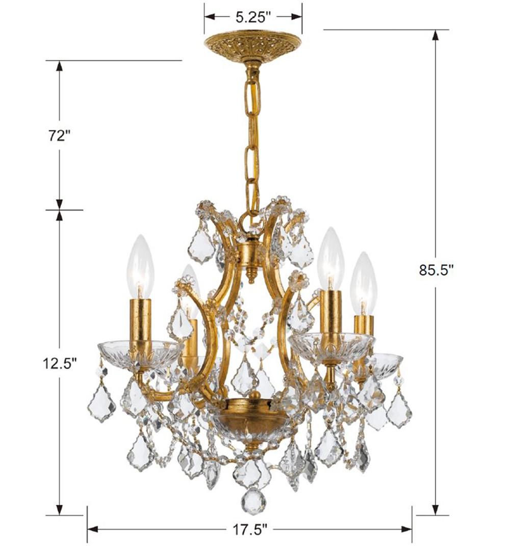 Crystorama Filmore 4 Light Spectra Crystal Antique Gold Mini Chandelier