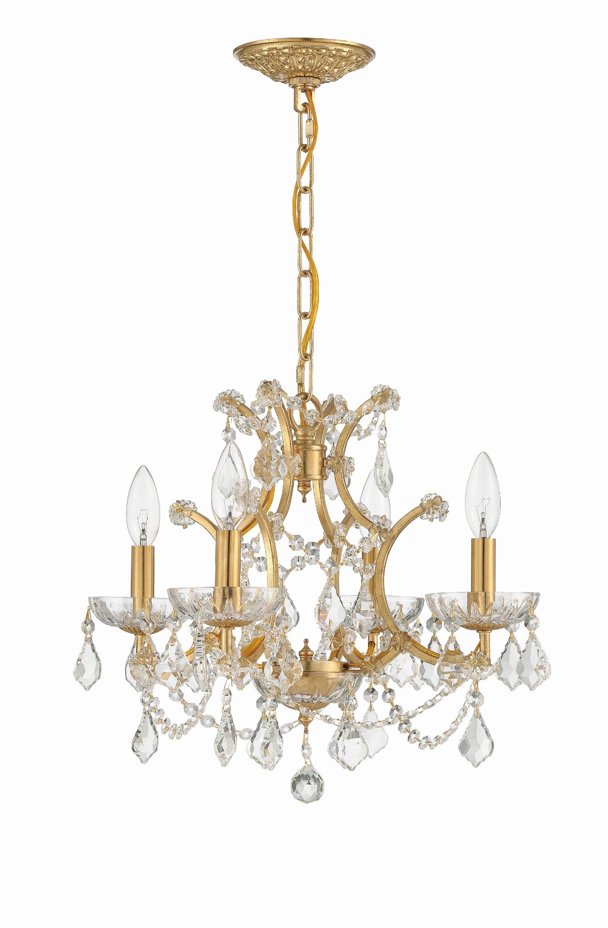 Crystorama Filmore 4 Light Spectra Crystal Antique Gold Mini Chandelier